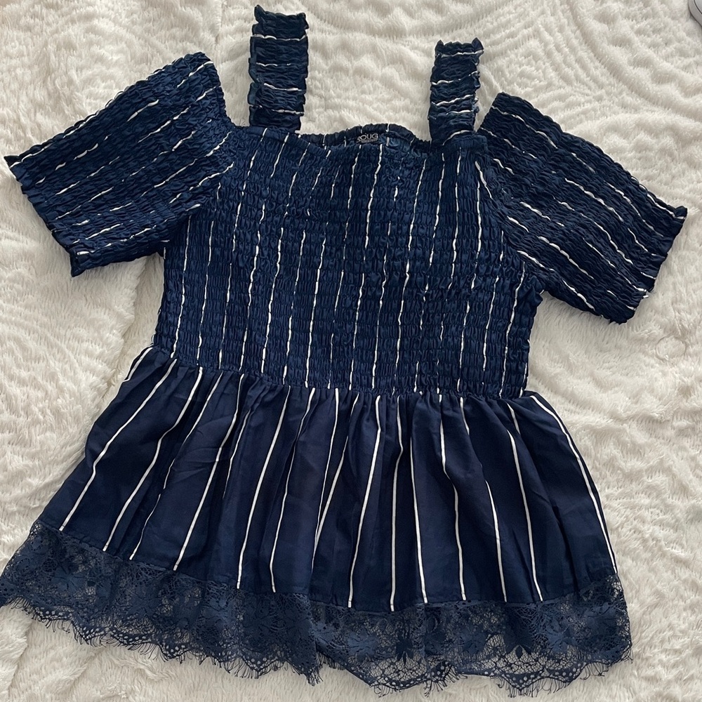 Navy Blue Striped Top